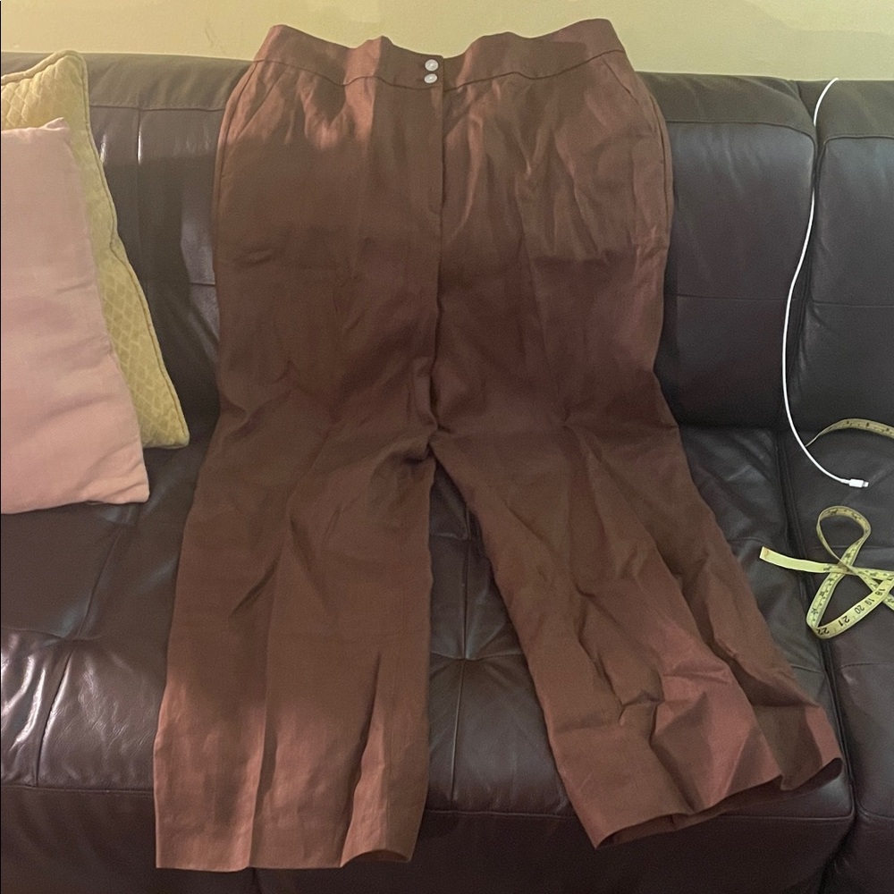 NWT Talbot’s Brown Women's Wide-Leg Linen Lined Pants